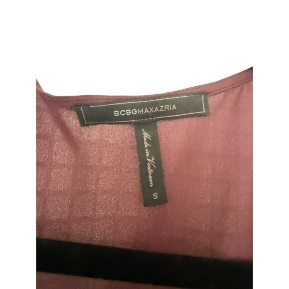 Burgundy BCBG MaxAzria Wrap Tie Long Sleeve Blouse-Small - Picture 4 of 5